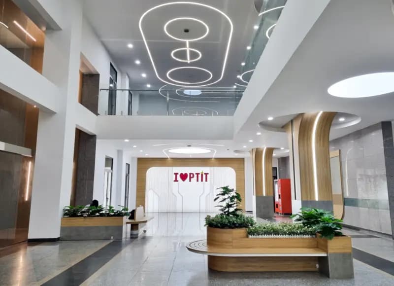 The main lobby of the Posts and Telecommunications Institute of Technology.